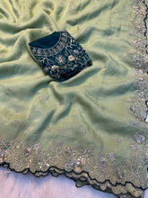 Load image into Gallery viewer, Gratifying Party Wear Crush Silk Sequence Work Fancy Saree With Blissful Blouse Piece
