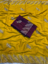 Load image into Gallery viewer, Fantabulous Festive Wear Georgette Sequence Work Fancy Saree With Contrast Blouse Piece