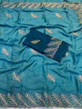 Load image into Gallery viewer, Fantabulous Festive Wear Georgette Sequence Work Fancy Saree With Contrast Blouse Piece