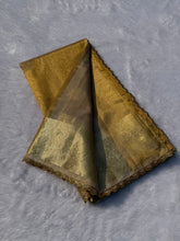 Load image into Gallery viewer, Adorning Function Wear Golden Colour Banarasi Tissue Silk Jacquared Zari Weaving n Lace Work Fancy Designer Saree