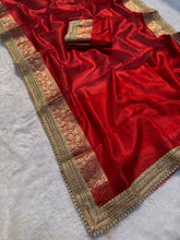 Load image into Gallery viewer, Admirable Festive Wear Red Colour Banarasi Tissue Silk Jacquard n Lace Work Fancy Designer Partywear Saree