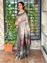 Load image into Gallery viewer, Glamorous Festive Wear Banarasi Satin Silk Jacquard Zari Border Fancy Designer Saree With Blouse Piece