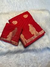 Load image into Gallery viewer, Mellifluous Party Wear Pure Soft Viscose Silk Jacquard Weaving Zari Work Fancy Designer Saree With Blouse