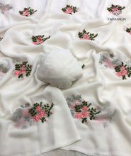 Load image into Gallery viewer, Latest Partywear Georgette Floral Embroidery n Tussle Work Fancy Designer Saree With Blouse