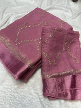 Load image into Gallery viewer, Charming Pure Viscose Georgette Fabric With Satin Border n Embroidered Work Saree With Blissful Blouse Piece