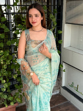 Load image into Gallery viewer, Charming Party Wear Pure Soft Tissue Silk Print Designer Saree With Elegant Blouse Piece