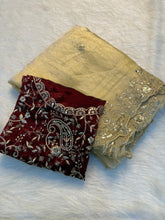 Load image into Gallery viewer, Luxury Party Wear Silk Heavy Embroidery n Aarco Work Fancy Designer Saree With Contrast Blouse Piece