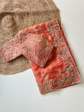 Load image into Gallery viewer, Glossy Wedding Wear Silk Embroidery n Sequence Work Arco Border Saree With Stitched Blouse