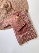 Load image into Gallery viewer, Glossy Wedding Wear Silk Embroidery n Sequence Work Arco Border Saree With Stitched Blouse