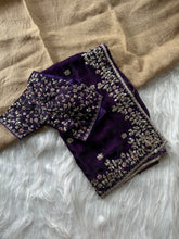 Load image into Gallery viewer, Glossy Wedding Wear Silk Embroidery n Sequence Work Arco Border Saree With Stitched Blouse