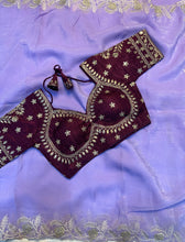 Load image into Gallery viewer, Luxuriant Festive Wear Silk Embroidery Work Fancy Designer Saree With Stitched Blouse Piece