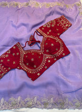 Load image into Gallery viewer, Luxuriant Festive Wear Silk Embroidery Work Fancy Designer Saree With Stitched Blouse Piece