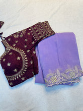 Load image into Gallery viewer, Luxuriant Festive Wear Silk Embroidery Work Fancy Designer Saree With Stitched Blouse Piece