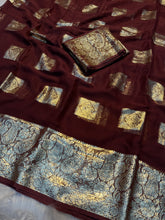 Load image into Gallery viewer, Effervescent Festive Wear Pure Viscose Georgette Jacquard Weaving Border Fancy Saree With Blouse Piece