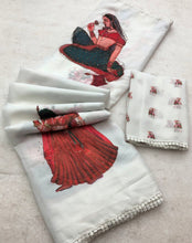 Load image into Gallery viewer, New Partywear Weightless Chiffon With Kalamkari Print n Siroski Work Fancy Designer Saree