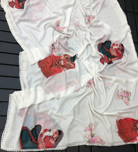 Load image into Gallery viewer, New Partywear Weightless Chiffon With Kalamkari Print n Siroski Work Fancy Designer Saree