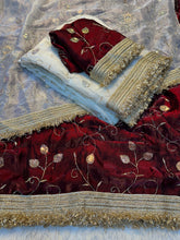 Load image into Gallery viewer, Gratifying Party Wear Silk Embroidery n Sequence Work Saree With Contrast Blouse Piece