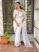 Load image into Gallery viewer, Sumptuous Sufi Silk Crush Thread n Sequence Beads Work Fancy Designer Saree With Exquisite Blouse Piece