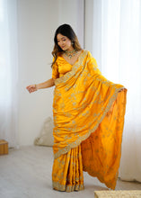 Load image into Gallery viewer, Graceful Festive Wear Silk Thread n Sequence Work Fancy Designer Saree With Blissful Unstitched Blouse