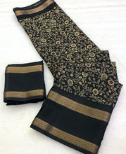 Load image into Gallery viewer, Gratifying Festive Wear Chiffon Print Work n Weaving Border Fancy Designer Saree With Blouse Piece