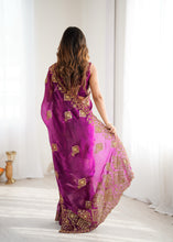 Load image into Gallery viewer, Prettiest Wedding Wear Silk Thread With Sequence Work Fancy Designer Saree With Unstitched Blouse
