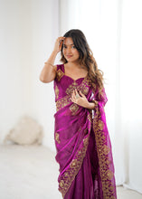 Load image into Gallery viewer, Prettiest Wedding Wear Silk Thread With Sequence Work Fancy Designer Saree With Unstitched Blouse