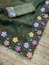 Load image into Gallery viewer, Sumptuous Sufi Silk Crush Thread n Sequence Beads Work Fancy Designer Saree With Exquisite Blouse Piece