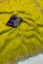 Load image into Gallery viewer, Charismatic Function Wear Soft Crunchy Silk Embroidery n Stone Work Saree With Contrast Blouse Piece