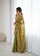 Load image into Gallery viewer, Marvellous Party Wear Silk Thread With Sequence Work Fancy Designer Saree With Unstitched Blouse
