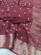 Load image into Gallery viewer, Charismatic Party Wear Pure Viscose Chinoon Zari Jacquard Weaving Work Fancy Designer Saree With Glowing Blouse Piece