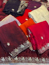 Load image into Gallery viewer, Delightful Festive Wear Silk Multi Thread n Sequence Embroidery Work Fancy Designer Saree With Blouse Piece