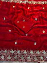 Load image into Gallery viewer, Delightful Festive Wear Silk Multi Thread n Sequence Embroidery Work Fancy Designer Saree With Blouse Piece