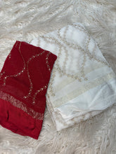 Load image into Gallery viewer, Charming Pure Viscose Georgette Fabric With Satin Border n Embroidered Work Saree With Blissful Blouse Piece