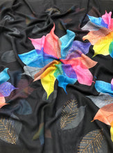 Load image into Gallery viewer, New Partywear Black Color Print n Siroski With Tassels Work Fancy Designer Saree