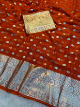 Load image into Gallery viewer, Charming Function Wear Viscose Georgette Jacquard Weaving Work Fancy Saree With Blouse Piece