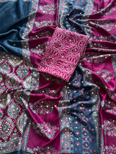 Load image into Gallery viewer, Stunning Function Wear Satin Silk Real Mirror n Print Work Designer Saree With Blouse Piece