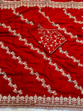 Load image into Gallery viewer, Fantabulous Wedding Wear Crush Silk Sequence Embroidery Work Fancy Designer Saree With Blouse Piece
