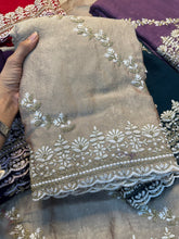 Load image into Gallery viewer, Fantabulous Wedding Wear Crush Silk Sequence Embroidery Work Fancy Designer Saree With Blouse Piece