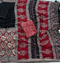 Load image into Gallery viewer, Blossom Party Wear Satin Silk Real Mirror n Print Work Fancy Saree With Blouse Piece