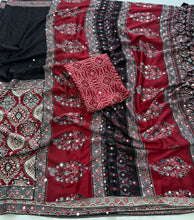 Load image into Gallery viewer, Blossom Party Wear Satin Silk Real Mirror n Print Work Fancy Saree With Blouse Piece