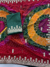 Load image into Gallery viewer, Entrancing Party Wear Georgette Gotapatti Work Designer Saree With Blouse Piece