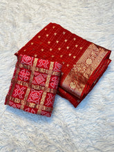 Load image into Gallery viewer, Evocative Function Wear Pure Chinon Zari Silk With Chex Weaving Fancy Designer Saree For Women