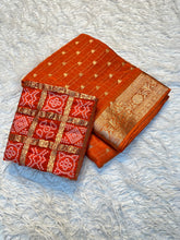 Load image into Gallery viewer, Evocative Function Wear Pure Chinon Zari Silk With Chex Weaving Fancy Designer Saree For Women