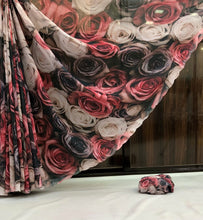 Load image into Gallery viewer, New Partywear Beautiful Print n Siroski Work Soft Chiffon Fabric Fancy Designer Saree Design