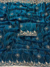 Load image into Gallery viewer, Charismatic Festive Wear Silk Sequence n Bids Work Fancy Designer Saree With Elegant Blouse Piece