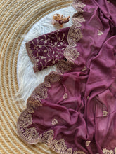 Load image into Gallery viewer, Scrupulous Wedding Wear Georgette Fabric Embroidery Work Fancy Designer Saree With Blouse Piece