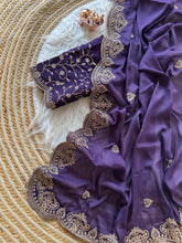 Load image into Gallery viewer, Scrupulous Wedding Wear Georgette Fabric Embroidery Work Fancy Designer Saree With Blouse Piece