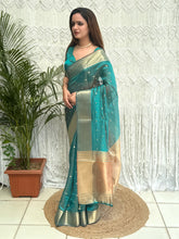 Load image into Gallery viewer, Charismatic Function Wear Banarasi Organza Silk Zari Weaving Rich Pallu Fancy Designer Saree With Blouse Piece