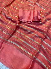 Load image into Gallery viewer, Evocative Party Wear Pure Viscose Georgette Satin Border Zari Design Fancy Designer Saree With Blouse peice