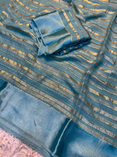 Load image into Gallery viewer, Evocative Party Wear Pure Viscose Georgette Satin Border Zari Design Fancy Designer Saree With Blouse peice